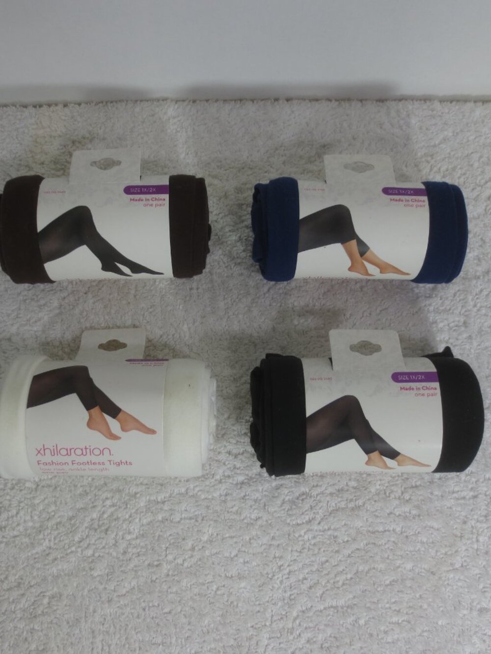 NEW Xhilaration Tights Lot of 4 Pair White Black Brown Navy Plus Size 1X-2X